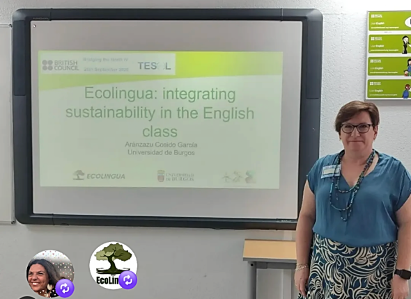 Aránzazu Cosido García presenting EcoLingua at Bridging the North IV on 26 September 2026.